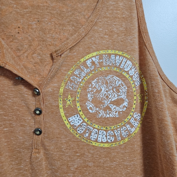 Harley Davidson Tank T-Shirt Women’s XL Light Orange Embellished Motorcycle EUC - Picture 4 of 9
